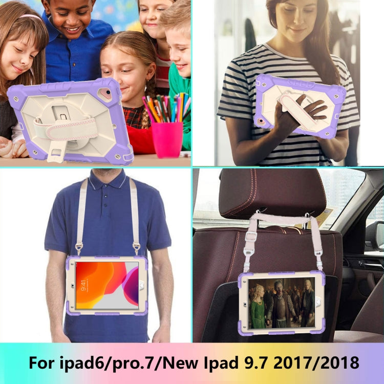 Contrast Color Robot Shockproof Silicon + PC Protective Case with Holder & Shoulder Strap For iPad 9.7 (2018) & (2017) / Air 2 / Air(Purple+Beige) - iPad 9.7 (2018) & (2017) Cases by buy2fix | Online Shopping UK | buy2fix
