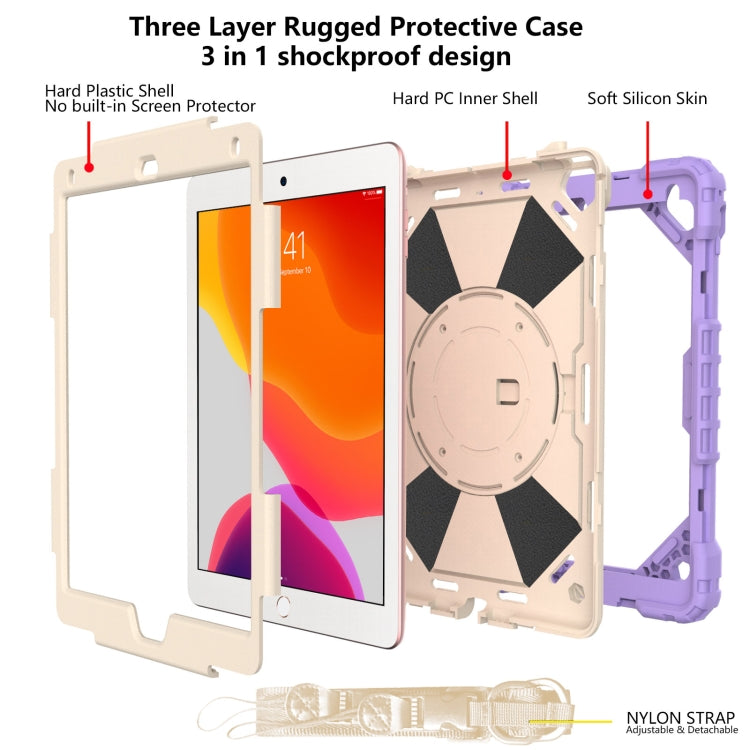 Contrast Color Robot Shockproof Silicon + PC Protective Case with Holder & Shoulder Strap For iPad 9.7 (2018) & (2017) / Air 2 / Air(Purple+Beige) - iPad 9.7 (2018) & (2017) Cases by buy2fix | Online Shopping UK | buy2fix