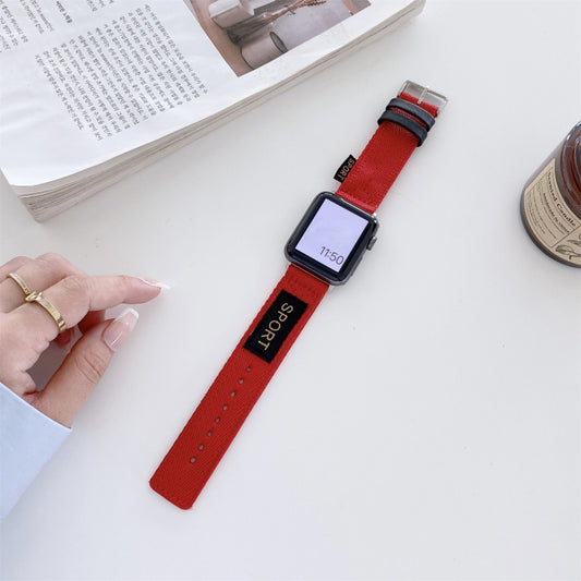 Nylon Watch Band For Apple Watch Ultra 49mm&Watch Ultra 2 49mm / Series 9&8&7 45mm / SE 3&SE 2&6&SE&5&4 44mm / 3&2&1 42mm(Red) by buy2fix