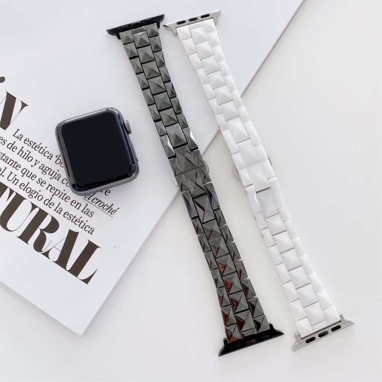 Rhombic Grid Ceramics Watch Band For Apple Watch Ultra 49mm&Watch Ultra 2 49mm / Series 9&8&7 45mm / SE 3&SE 2&6&SE&5&4 44mm / 3&2&1 42mm(Black) by buy2fix