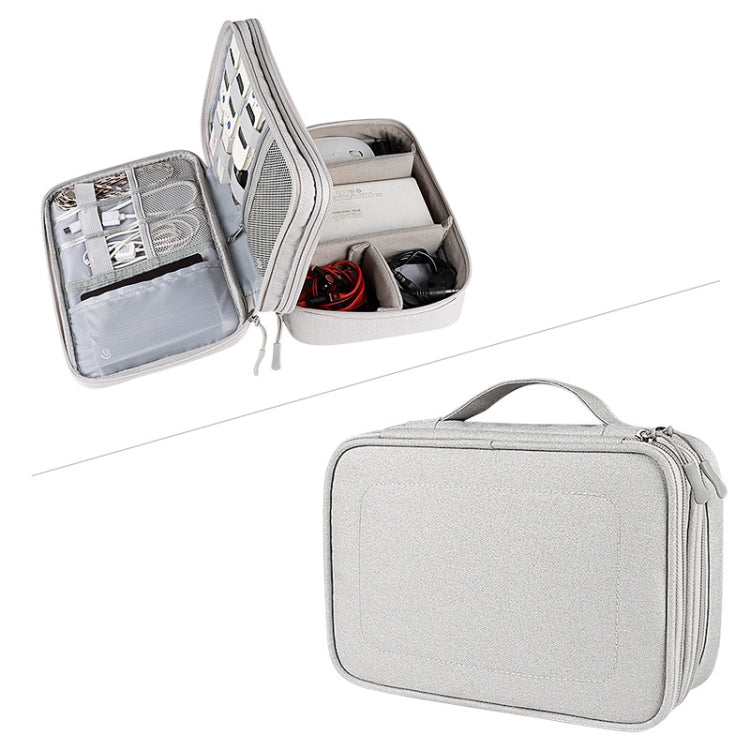 SM02S Double-layer Multifunctional Digital Accessory Storage Bag(Grey) - Digital Storage Bag by buy2fix | Online Shopping UK | buy2fix