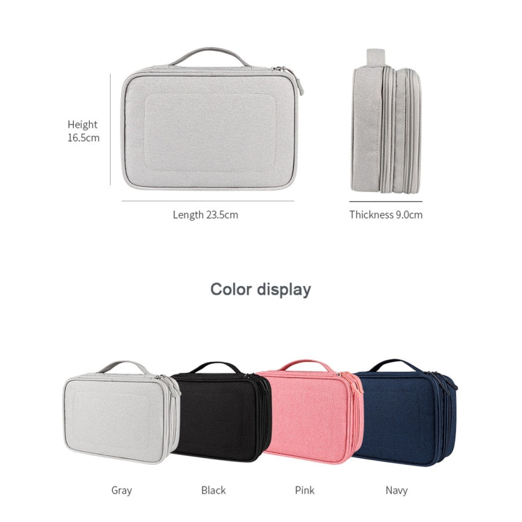 SM02S Double-layer Multifunctional Digital Accessory Storage Bag(Pink) by buy2fix