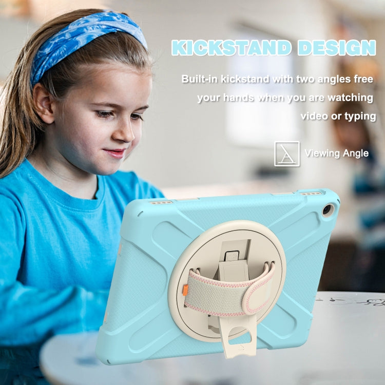 For Amazon Kindle Fire HD 10 2021 Silicone + PC Protective Case with Holder & Shoulder Strap(Ice Blue) - Amazon by buy2fix | Online Shopping UK | buy2fix