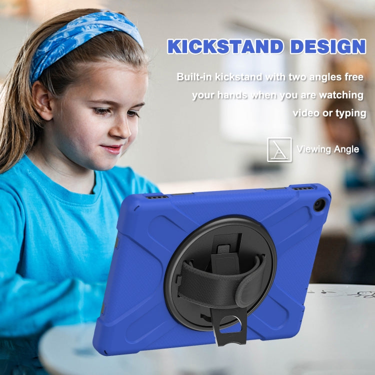 For Amazon Kindle Fire HD 10 2021 Silicone + PC Protective Case with Holder & Shoulder Strap(Blue) - Amazon by buy2fix | Online Shopping UK | buy2fix