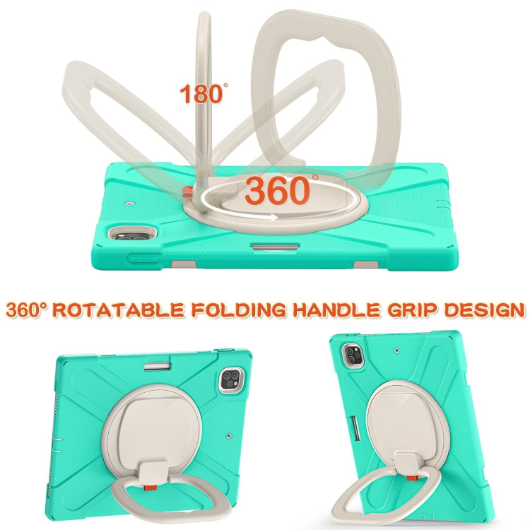 For iPad Pro 12.9 2022 / 2021 Silicone + PC Protective Tablet Case with Holder & Shoulder Strap(Mint Green) - iPad Pro 12.9 (2022/2021) Cases by buy2fix | Online Shopping UK | buy2fix