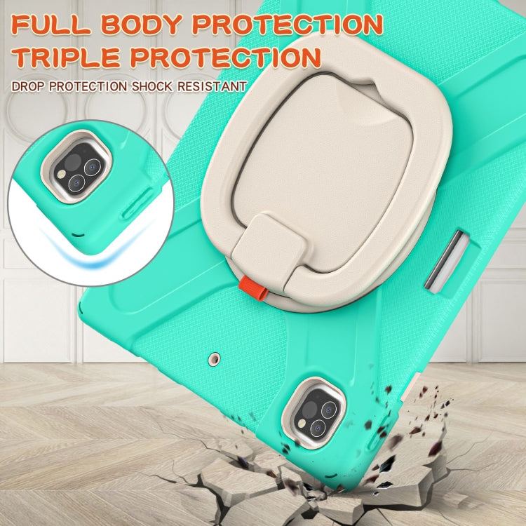 For iPad Pro 12.9 2022 / 2021 Silicone + PC Protective Tablet Case with Holder & Shoulder Strap(Mint Green) - iPad Pro 12.9 (2022/2021) Cases by buy2fix | Online Shopping UK | buy2fix