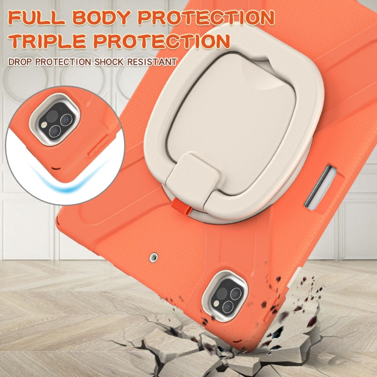 For iPad Pro 12.9 2022 / 2021 Silicone + PC Protective Tablet Case with Holder & Shoulder Strap(Living Coral) - iPad Pro 12.9 (2022/2021) Cases by buy2fix | Online Shopping UK | buy2fix