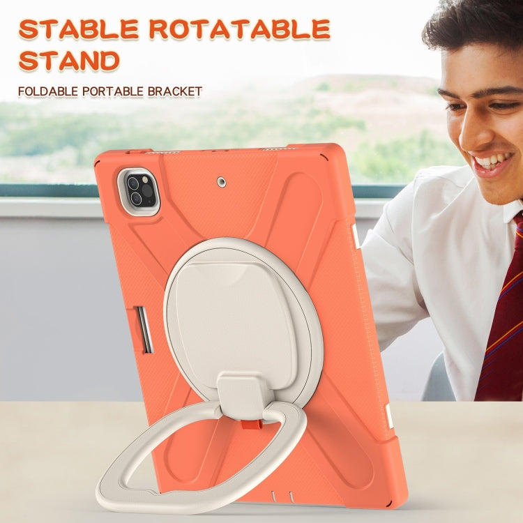 For iPad Pro 12.9 2022 / 2021 Silicone + PC Protective Tablet Case with Holder & Shoulder Strap(Living Coral) - iPad Pro 12.9 (2022/2021) Cases by buy2fix | Online Shopping UK | buy2fix