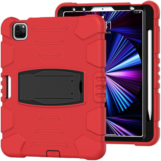 For iPad Pro 11 2022 / 2021 / 2020 / 2018 3-Layer Protection Screen Frame + PC + Silicone Shockproof Combination Tablet Case with Holder(Red+Black) - iPad Pro 11 (2022/2021) Cases by buy2fix | Online Shopping UK | buy2fix