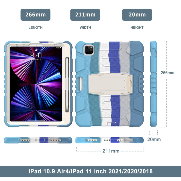 For iPad Pro 11 2022 / 2021 / 2020 / 2018 3-Layer Protection Screen Frame + PC + Silicone Shockproof Combination Tablet Case with Holder(Colorful Blue) - iPad Pro 11 (2022/2021) Cases by buy2fix | Online Shopping UK | buy2fix