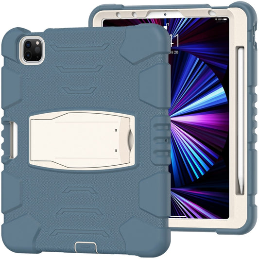 For iPad Pro 11 2022 / 2021 / 2020 / 2018 3-Layer Protection Screen Frame + PC + Silicone Shockproof Combination Tablet Case with Holder(Cornflower Blue) - iPad Pro 11 (2022/2021) Cases by buy2fix | Online Shopping UK | buy2fix