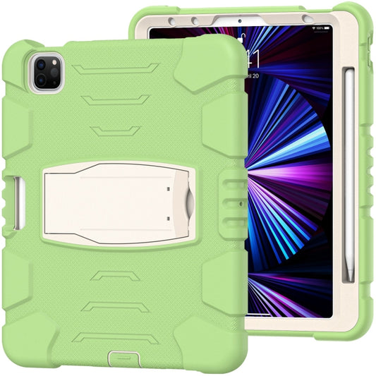 For iPad Pro 11 2022 / 2021 / 2020 / 2018 3-Layer Protection Screen Frame + PC + Silicone Shockproof Combination Tablet Case with Holder(Matcha Green) - iPad Pro 11 (2022/2021) Cases by buy2fix | Online Shopping UK | buy2fix