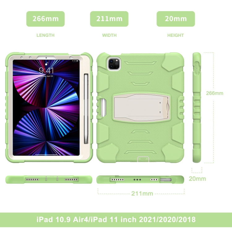 For iPad Pro 11 2022 / 2021 / 2020 / 2018 3-Layer Protection Screen Frame + PC + Silicone Shockproof Combination Tablet Case with Holder(Matcha Green) - iPad Pro 11 (2022/2021) Cases by buy2fix | Online Shopping UK | buy2fix