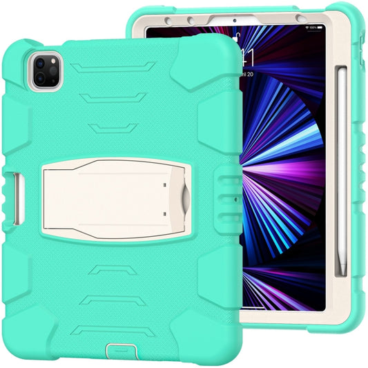 For iPad Pro 11 2022 / 2021 / 2020 / 2018 3-Layer Protection Screen Frame + PC + Silicone Shockproof Combination Tablet Case with Holder(Mint Green) - iPad Pro 11 (2022/2021) Cases by buy2fix | Online Shopping UK | buy2fix