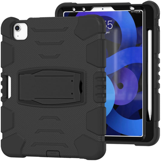 3-Layer PC + Silicone Shockproof Tablet Case with Holder For iPad Air 2020 / 2022 10.9 / Pro 11 2022 / 2021 / 2020 / 2018(Black+Black) - iPad Air (2022) / (2020) 10.9 Cases by buy2fix | Online Shopping UK | buy2fix