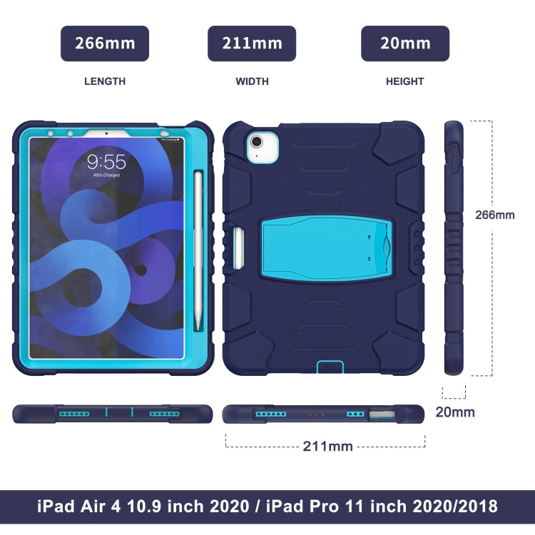 3-Layer PC + Silicone Shockproof Tablet Case with Holder For iPad Air 2020 / 2022 10.9 / Pro 11 2022 / 2021 / 2020 / 2018(NavyBlue+Blue) - iPad Air (2022) / (2020) 10.9 Cases by buy2fix | Online Shopping UK | buy2fix