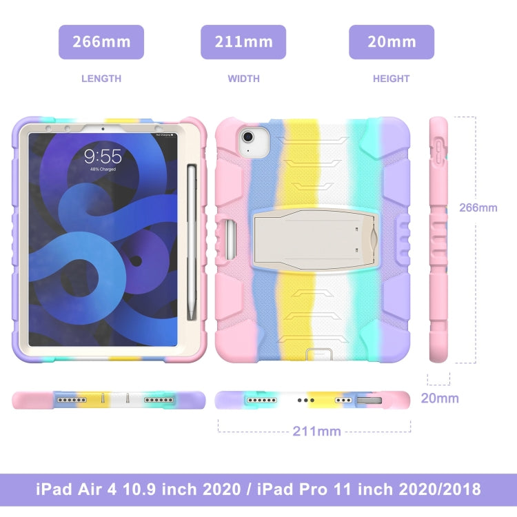 3-Layer PC + Silicone Shockproof Tablet Case with Holder For iPad Air 2020 / 2022 10.9 / Pro 11 2022 / 2021 / 2020 / 2018(Colorful Pink) - iPad Air (2022) / (2020) 10.9 Cases by buy2fix | Online Shopping UK | buy2fix
