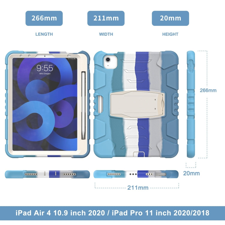3-Layer PC + Silicone Shockproof Tablet Case with Holder For iPad Air 2020 / 2022 10.9 / Pro 11 2022 / 2021 / 2020 / 2018Colorful Blue) - iPad Air (2022) / (2020) 10.9 Cases by buy2fix | Online Shopping UK | buy2fix