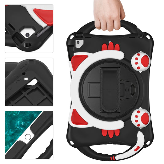 Cute Cat King Kids Shockproof Silicone Tablet Case with Holder & Shoulder Strap & Handle For iPad 9.7 2018 / 2017 / Air / Air 2 / Pro 9.7(Black Red) - iPad 9.7 (2018) & (2017) Cases by buy2fix | Online Shopping UK | buy2fix