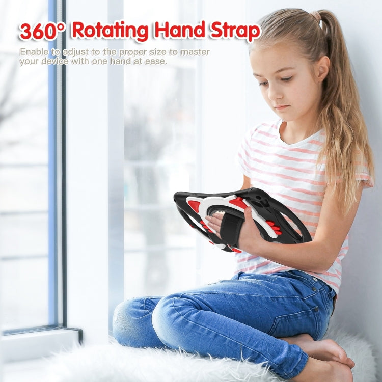 Cute Cat King Kids Shockproof Silicone Tablet Case with Holder & Shoulder Strap & Handle For iPad 9.7 2018 / 2017 / Air / Air 2 / Pro 9.7(Black Red) - iPad 9.7 (2018) & (2017) Cases by buy2fix | Online Shopping UK | buy2fix