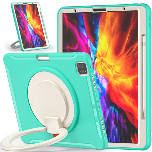 Shockproof TPU + PC Protective Case with 360 Degree Rotation Foldable Handle Grip Holder & Pen Slot For iPad Pro 12.9 2020 / 2018(Mint Green) - More iPad Cases by buy2fix | Online Shopping UK | buy2fix