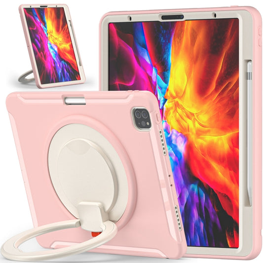 Shockproof TPU + PC Protective Case with 360 Degree Rotation Foldable Handle Grip Holder & Pen Slot For iPad Pro 12.9 2020 / 2018(Cherry Blossoms Pink) - More iPad Cases by buy2fix | Online Shopping UK | buy2fix