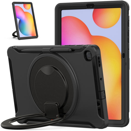 Shockproof TPU + PC Protective Case with 360 Degree Rotation Foldable Handle Grip Holder & Pen Slot For Samsung Galaxy Tab S6 Lite 10.4 inch P610(Black) - Tab S6 Lite P610 / P615 by buy2fix | Online Shopping UK | buy2fix