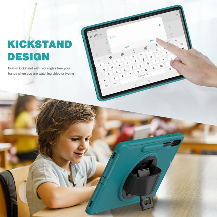 For Samsung Galaxy Tab S7 FE 12.4 inch T730 360 Degree Rotation PC+TPU Protective Cover with Holder & Hand Strap(Light Blue) by buy2fix