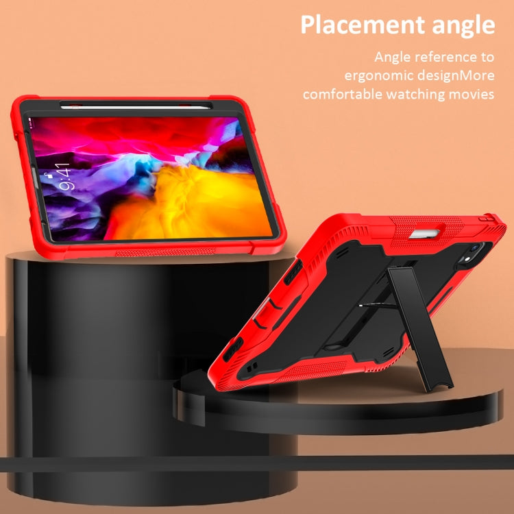 For iPad Pro 11 inch 2020 Silicone PC Shockproof Tablet Case with Holder (Red + Black) - iPad Pro 11 (2020) Cases by buy2fix | Online Shopping UK | buy2fix
