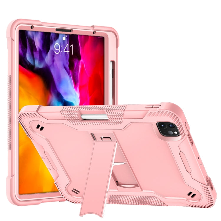 For iPad Pro 11 inch 2020 Silicone PC Shockproof Tablet Case with Holder (Rose Gold) - iPad Pro 11 (2020) Cases by buy2fix | Online Shopping UK | buy2fix