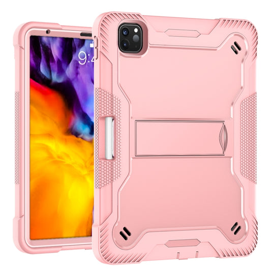 For iPad Pro 11 inch 2020 Silicone PC Shockproof Tablet Case with Holder (Rose Gold) - iPad Pro 11 (2020) Cases by buy2fix | Online Shopping UK | buy2fix