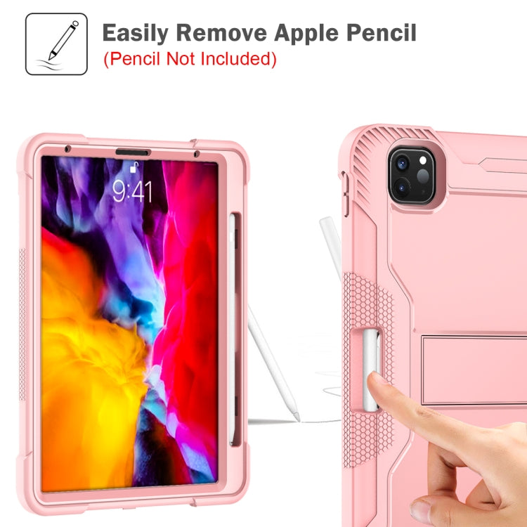 For iPad Pro 11 inch 2020 Silicone PC Shockproof Tablet Case with Holder (Rose Gold) - iPad Pro 11 (2020) Cases by buy2fix | Online Shopping UK | buy2fix