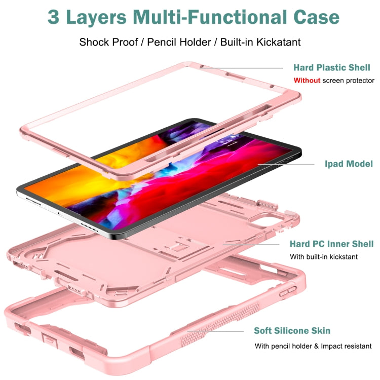 For iPad Pro 11 inch 2020 Silicone PC Shockproof Tablet Case with Holder (Rose Gold) - iPad Pro 11 (2020) Cases by buy2fix | Online Shopping UK | buy2fix