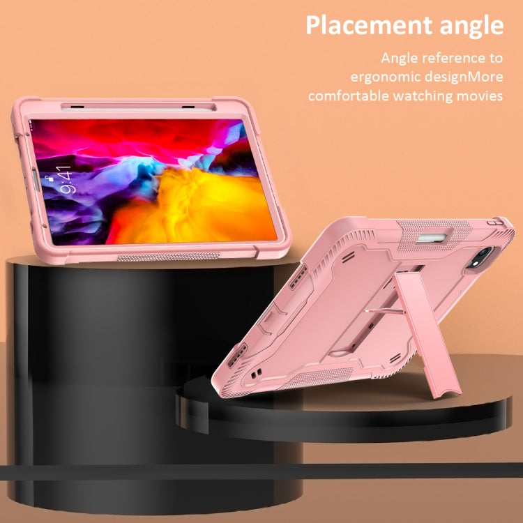 For iPad Pro 11 inch 2020 Silicone PC Shockproof Tablet Case with Holder (Rose Gold) - iPad Pro 11 (2020) Cases by buy2fix | Online Shopping UK | buy2fix