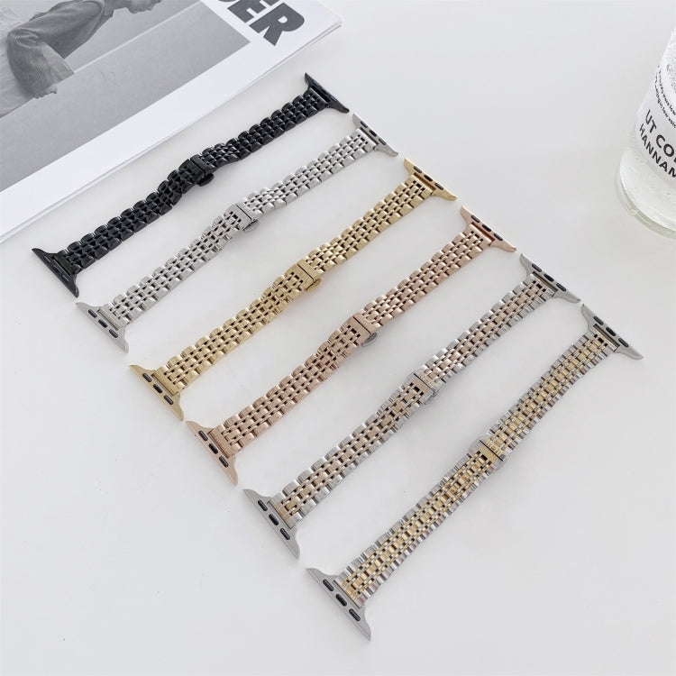 Seven-beads Steel Watch Band For Apple Watch Ultra 49mm&Watch Ultra 2 49mm / Series 9&8&7 45mm / SE 3&SE 2&6&SE&5&4 44mm / 3&2&1 42mm(Gold) by buy2fix