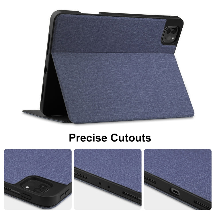 For iPad Pro 11 2022 / 2021 / 2020 / 2018 Cloth Texture TPU Horizontal Flip Leather Tablet Case with Pen Slot & Holder(Blue) - iPad Pro 11 (2022/2021) Cases by buy2fix | Online Shopping UK | buy2fix