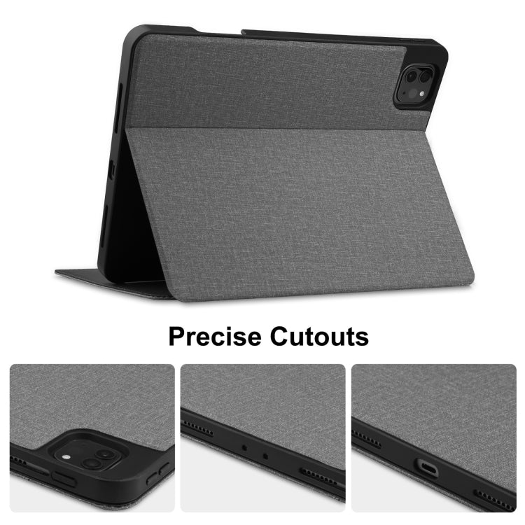 For iPad Pro 11 2022 / 2021 / 2020 / 2018 Cloth Texture TPU Horizontal Flip Leather Tablet Case with Pen Slot & Holder(Grey) - iPad Pro 11 (2022/2021) Cases by buy2fix | Online Shopping UK | buy2fix