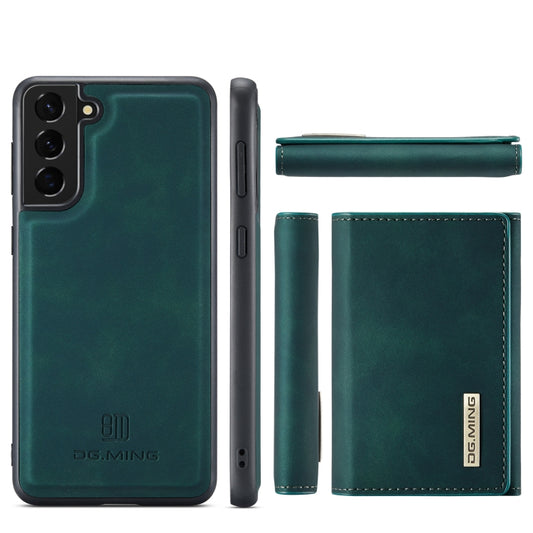 For Samsung Galaxy S21 DG.MING M1 Series 3-Fold Multi Card Wallet Back Cover Shockproof Case with Holder Function(Green) by DG.MING