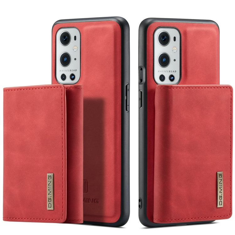 For OnePlus 9 Pro DG.MING M1 Series 3-Fold Multi Card Wallet Back Cover Shockproof Case with Holder Function(Red) - by DG.MING | Online Shopping UK | buy2fix
