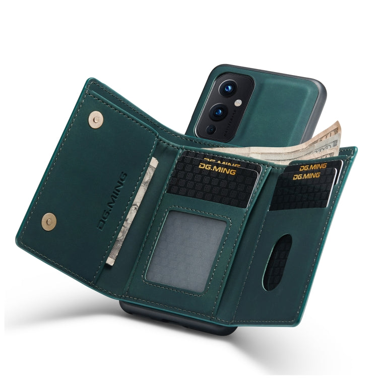 For OnePlus 9 (EU/NA) DG.MING M1 Series 3-Fold Multi Card Wallet Back Cover Shockproof Case with Holder Function(Green) - by DG.MING | Online Shopping UK | buy2fix