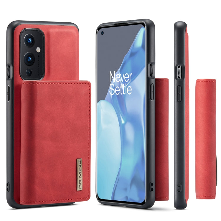 For OnePlus 9 (EU/NA) DG.MING M1 Series 3-Fold Multi Card Wallet Back Cover Shockproof Case with Holder Function(Red) - by DG.MING | Online Shopping UK | buy2fix