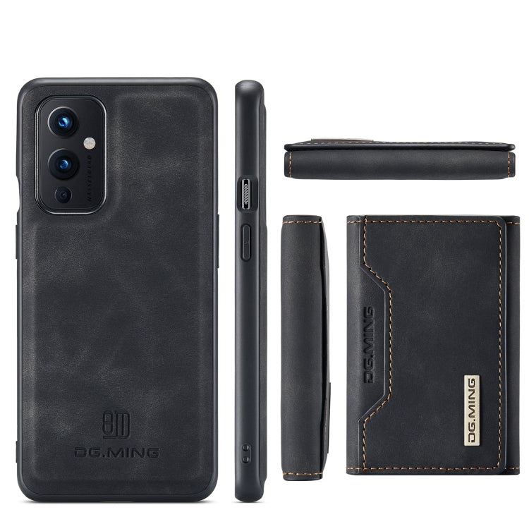 For OnePlus 9 (EU/NA) DG.MING M2 Series 3-Fold Multi Card Bag Back Cover Shockproof Case with Wallet & Holder Function(Black) by DG.MING