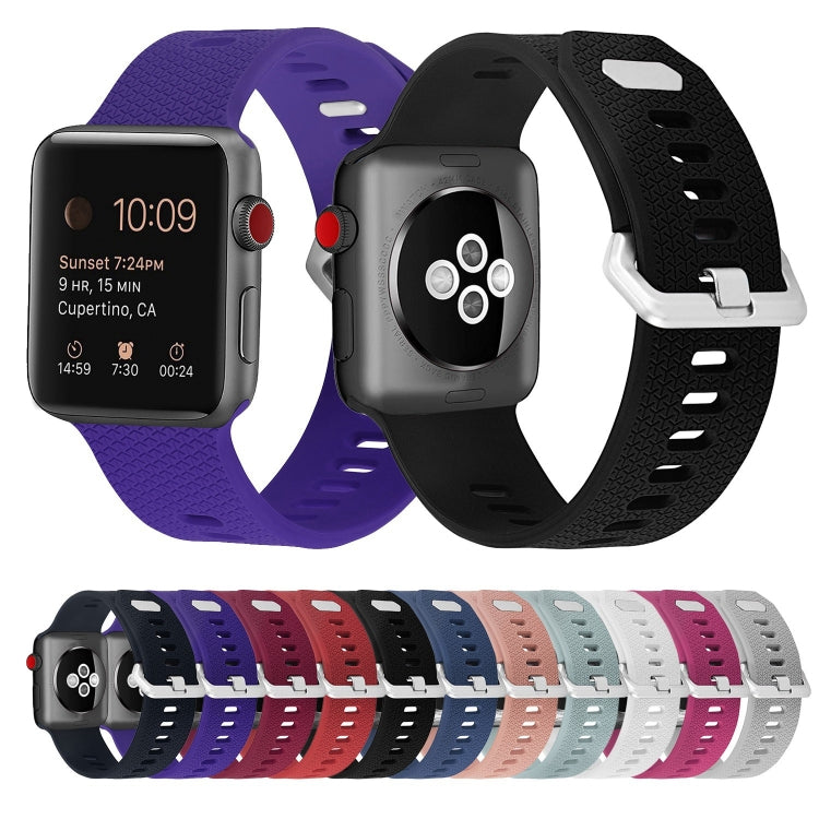 Silicone Watch Band For Apple Watch Series 9&8&7 41mm / SE 3&SE 2&6&SE&5&4 40mm / 3&2&1 38mm(Rose Red) by buy2fix