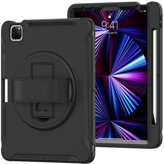 For iPad Pro 11 2022 / 2021 / 2020 / 2018 360 Degree Rotation PC + TPU Protective Tablet Case with Holder & Hand-strap & Pen Slot(Black) - iPad Pro 11 (2022/2021) Cases by buy2fix | Online Shopping UK | buy2fix