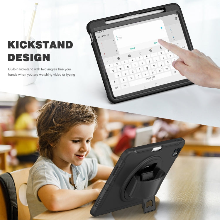 For iPad Pro 11 2022 / 2021 / 2020 / 2018 360 Degree Rotation PC + TPU Protective Tablet Case with Holder & Hand-strap & Pen Slot(Black) - iPad Pro 11 (2022/2021) Cases by buy2fix | Online Shopping UK | buy2fix
