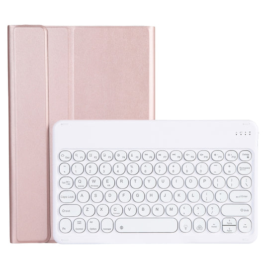 For Lenovo Pad Pro 11.5 inch 2021 TB-J716F / Tab P11 Pro 11.5 inch TB-J706F YAM13 Backlight Style Lambskin Texture Detachable Round Keycap Bluetooth Keyboard Leather Tablet Case with Holder(Rose Gold) by buy2fix