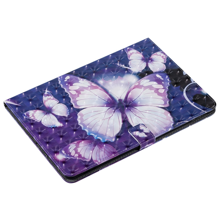 For iPad 10.2 / Pro 10.5 / Air 2019 3D Colored Drawing Horizontal Flip Leather Case with Holder & Card Slots & Wallet & Sleep / Wake-up Function(Purple Butterfly) - iPad Air (2019) Cases by buy2fix | Online Shopping UK | buy2fix