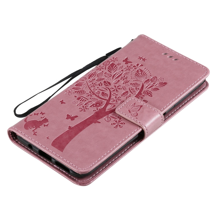 For Nokia G20 Tree & Cat Pattern Pressed Printing Horizontal Flip PU Leather Case with Holder & Card Slots & Wallet & Lanyard(Pink) by buy2fix