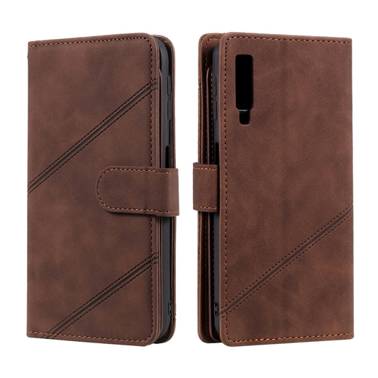 For Samsung Galaxy A7 2018 Skin Feel Business Horizontal Flip PU Leather Case with Holder & Multi-Card Slots & Wallet & Lanyard & Photo Frame(Brown) by buy2fix