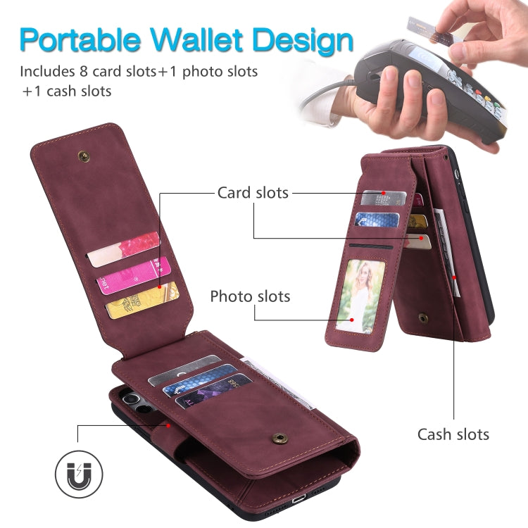 For Samsung Galaxy J5 2017 Skin Feel Business Horizontal Flip PU Leather Case with Holder & Multi-Card Slots & Wallet & Lanyard & Photo Frame(Wine Red) - Galaxy Phone Cases by buy2fix | Online Shopping UK | buy2fix